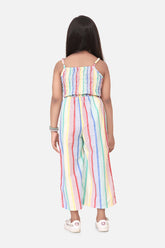 Girls Cotton Blend Multicolour Jumpsuit